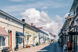 Kuva Rauman vanhasta kaupungista. Kuvituskuva