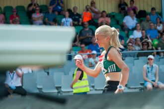 Alisa Vainio juoksee naisten 5 000 metrin kilpailussa Kalevan kisoissa Jyväskylässä vuonna 2018. Kuva: Tuomas Vitikainen / Wikimedia Commons CC BY-SA 4.0